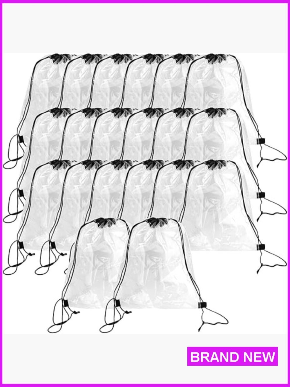 Clear Drawstring PVC Backpack Stadium Bags 20 Pack Lightweight Travel Sports